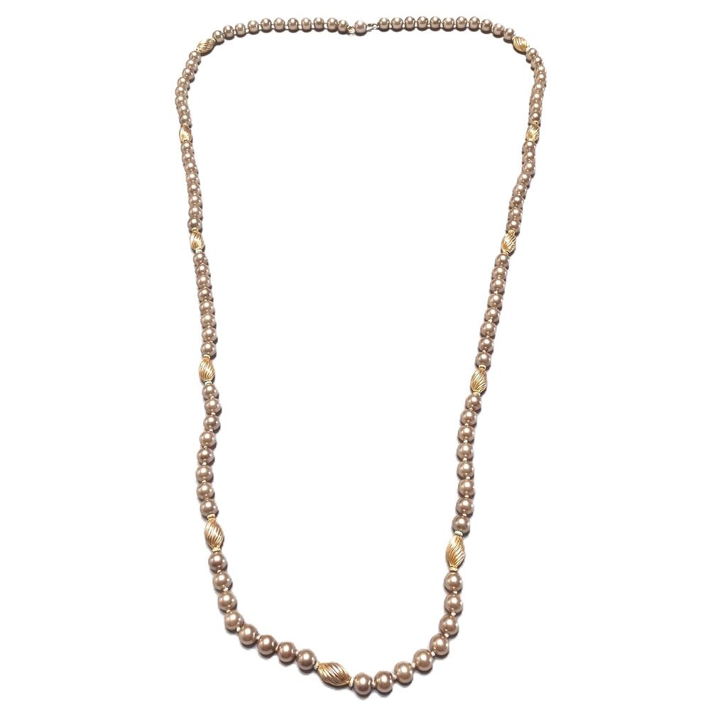 Vintage Two-Tone Rope Pearl Necklace